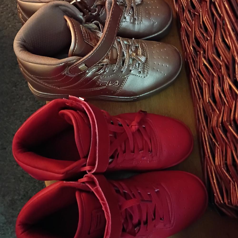 Fila Women's Red AND Gold High-Top Sneakers(2 separate pairs) ONE EA. AS SHOWN:)